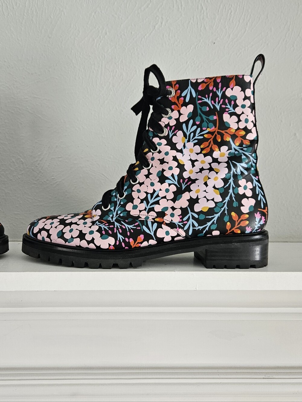 NWOT Kate Spade New York Jemma Floral Lace Up Combat Boots/Booties - Picture 4 of 9